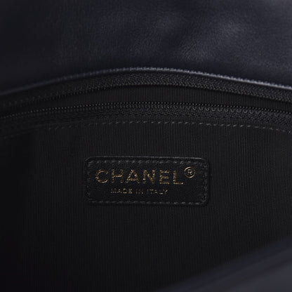 Chanel Lambskin Quilted Medium Graphic Flap Navy Black 6 of 10