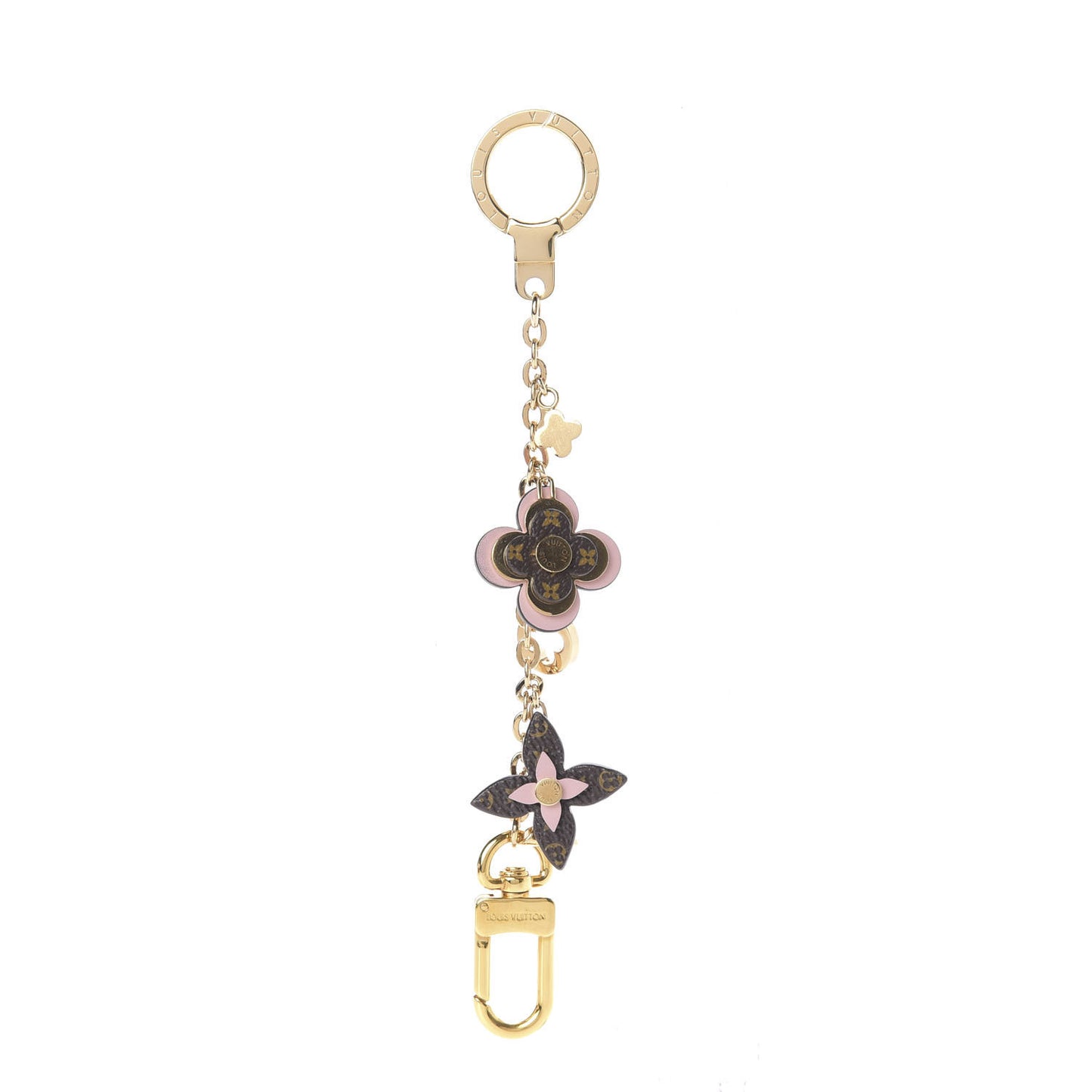 Brass Monogram Blooming Flowers Bag Charm Key Holder Rose Ballerine