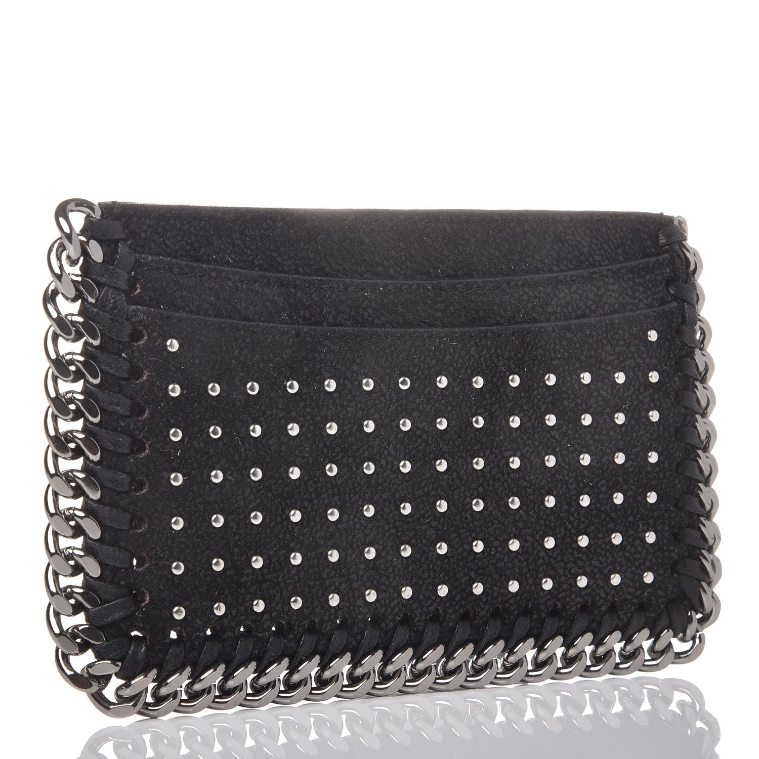 Stella McCartney Shaggy Deer Studded Falabella Card Case Black 3 of 7