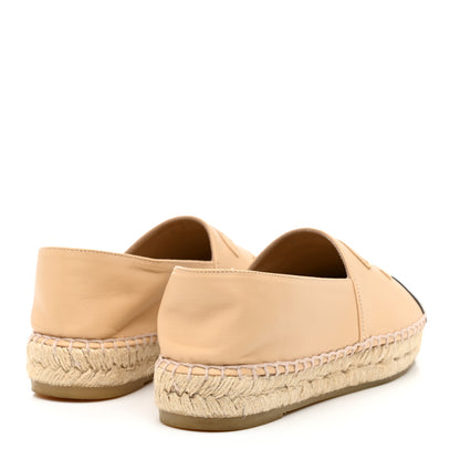 Chanel Lambskin CC Espadrilles 36 Beige Black 4 of 10