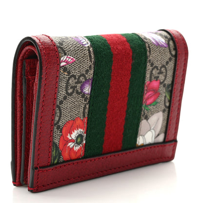 Gucci GG Supreme Monogram Flora Web Ophidia Card Case Red 3 of 8
