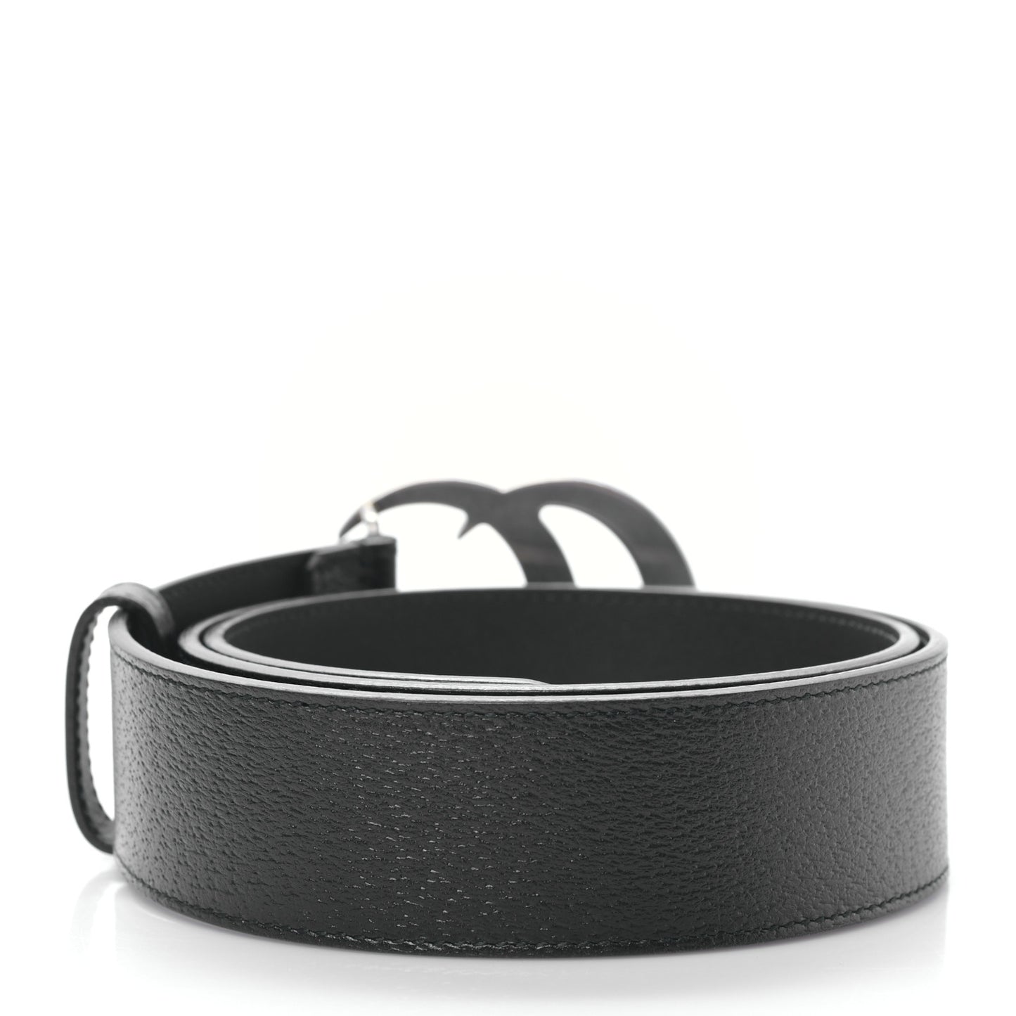 Textured Dollar Calfskin Nickel Double G 40mm Belt 85 34 Black