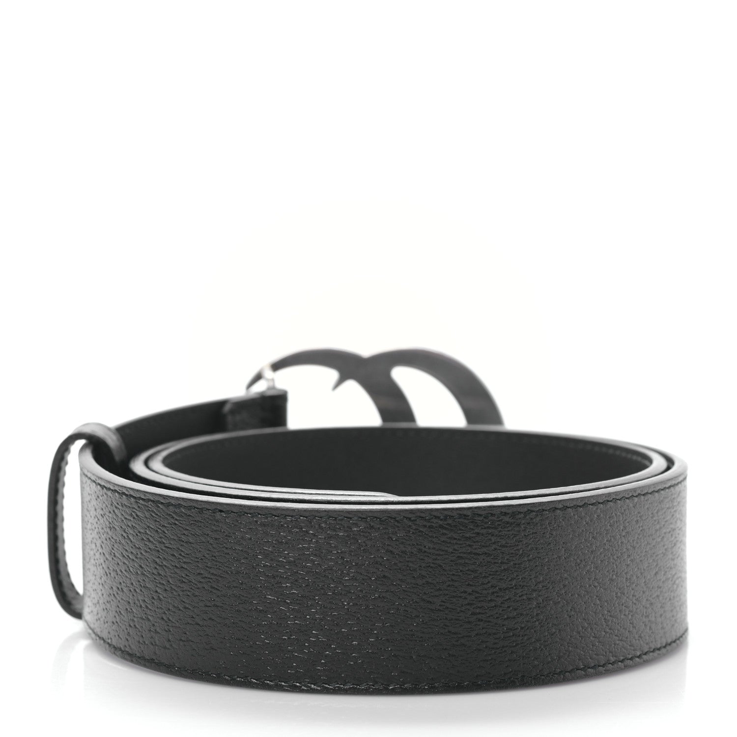 Gucci Textured Dollar Calfskin Nickel Double G 40mm Belt 85 34 Black 2 of 4