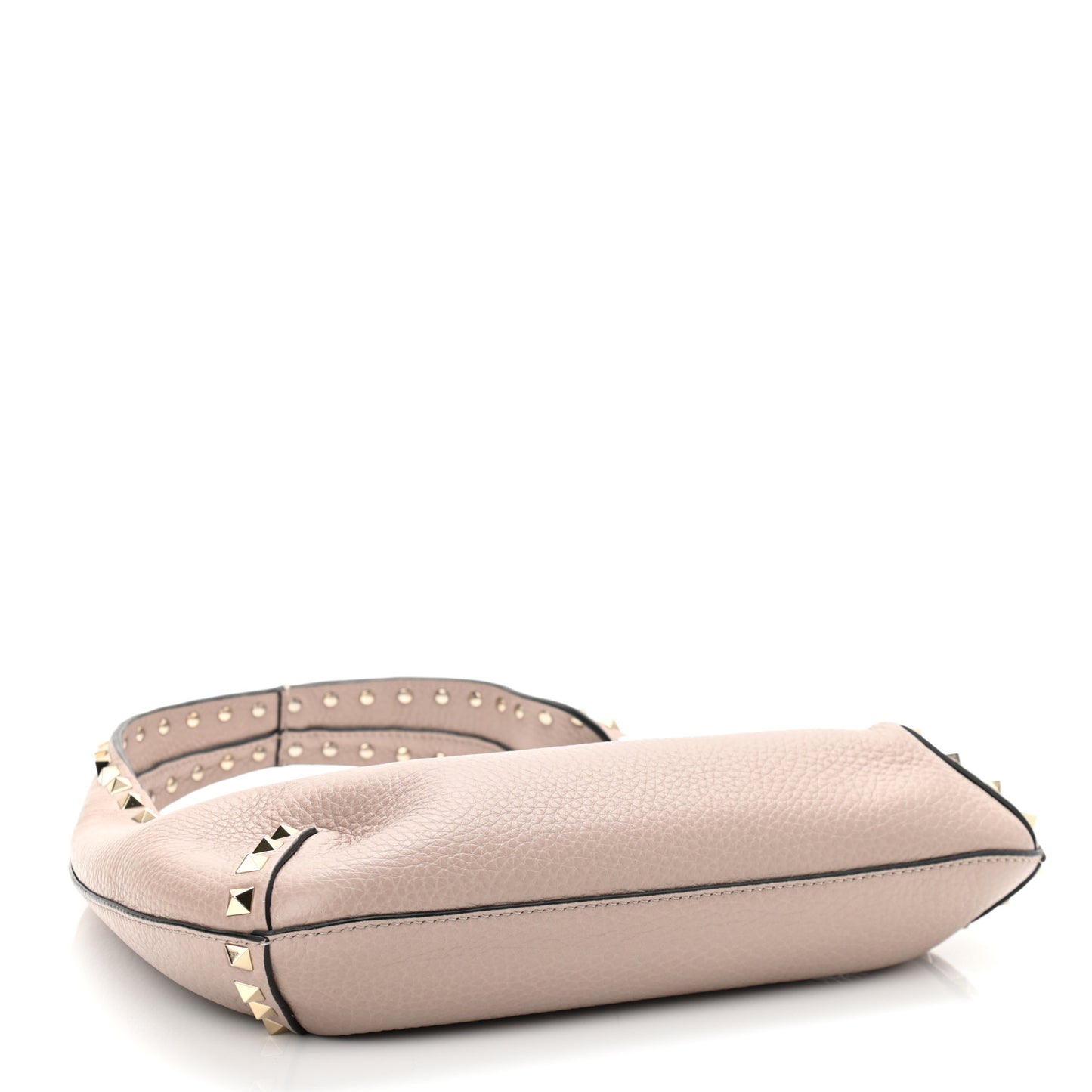 Pebbled Calfskin Small Rockstud Flip Lock Hobo Poudre