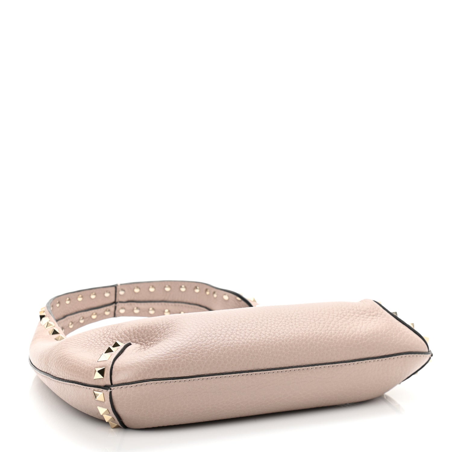 Valentino Garavani Pebbled Calfskin Small Rockstud Flip Lock Hobo Poudre 4 of 9