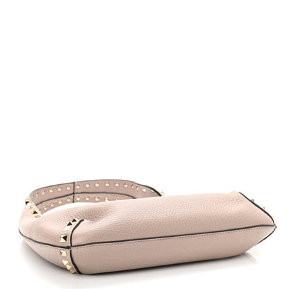 Valentino Garavani Pebbled Calfskin Small Rockstud Flip Lock Hobo Poudre 4 of 9