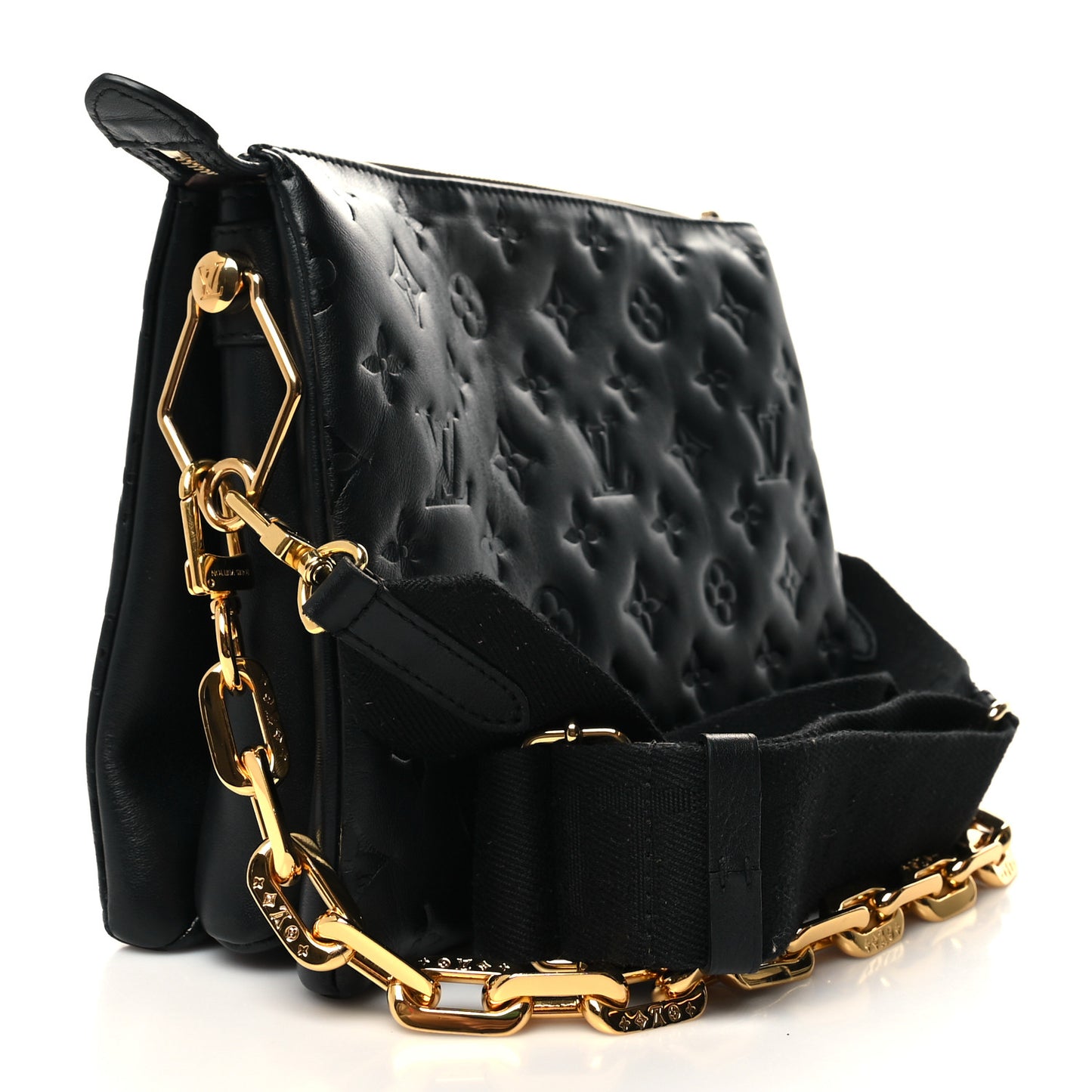 Lambskin Embossed Monogram Coussin PM Black