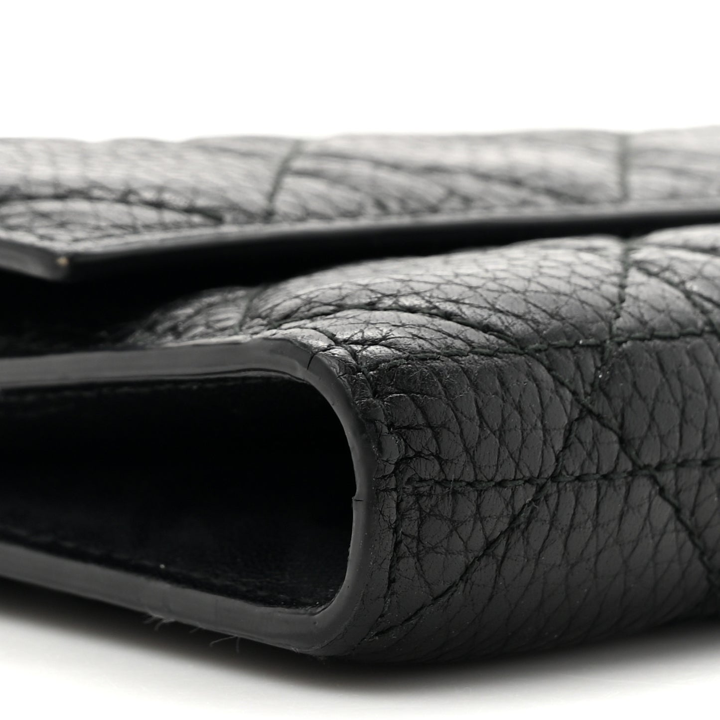 Grained Calfskin Cannage Lady Dior Rendezvous Chain Wallet Black