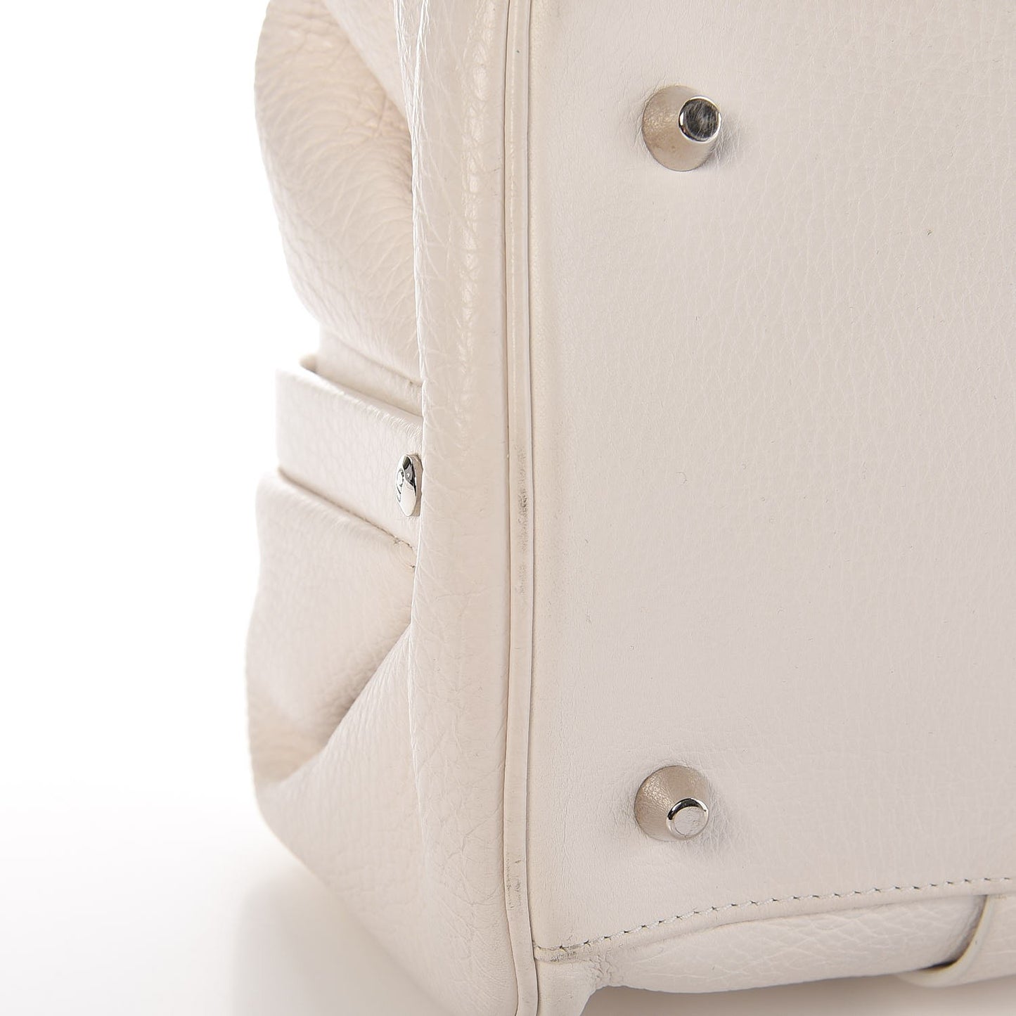 Calfskin Buckle Frame Satchel White