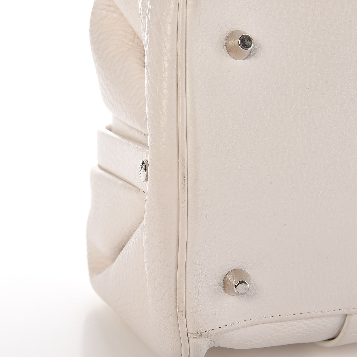 Christian Dior Calfskin Buckle Frame Satchel White 8 of 9