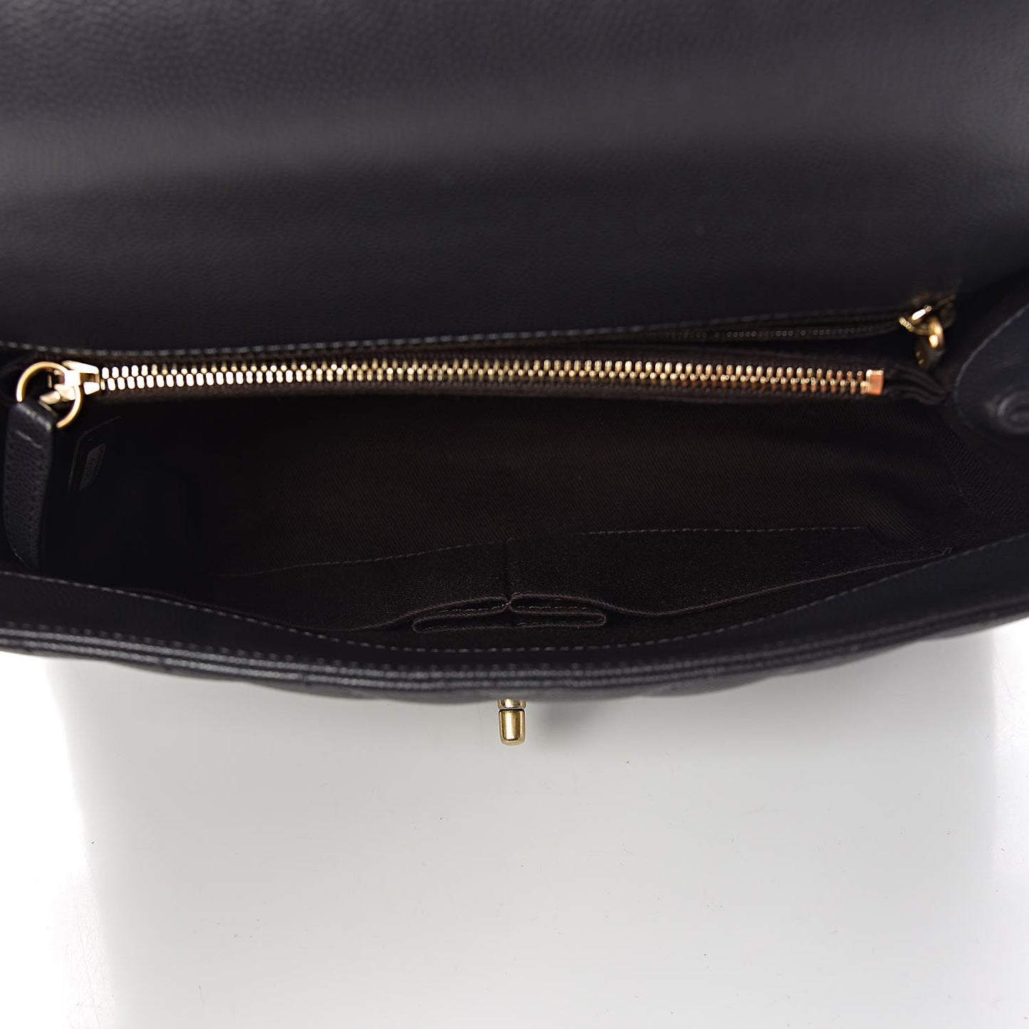 Caviar Chevron Quilted Small Coco Handle Flap Black