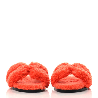 Hermes Woolskin Oran Sandals 37 Orange 2 of 7