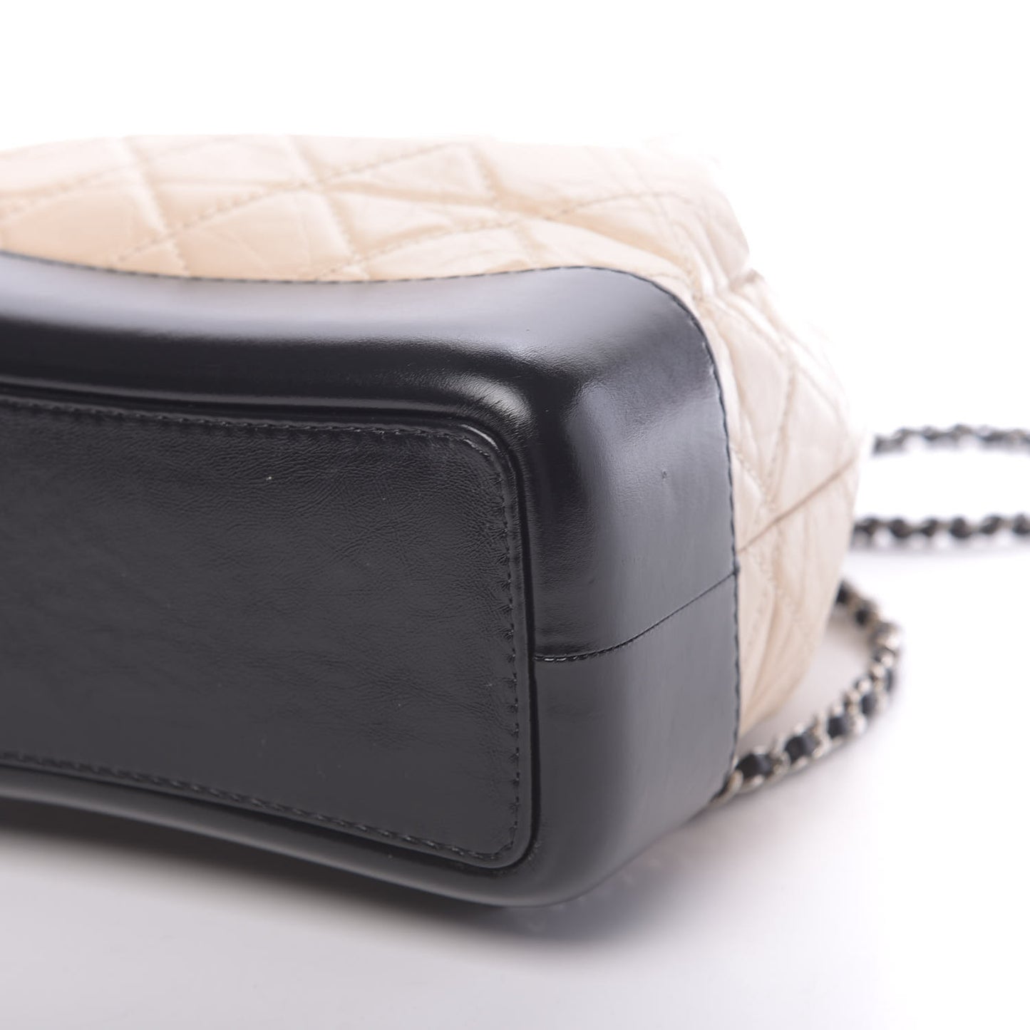 Aged Calfskin Quilted Small Gabrielle Backpack Beige Black