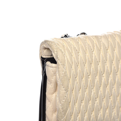 Chanel Vinyl Lambskin Quilted Shoulder Flap Beige Black 10 of 10