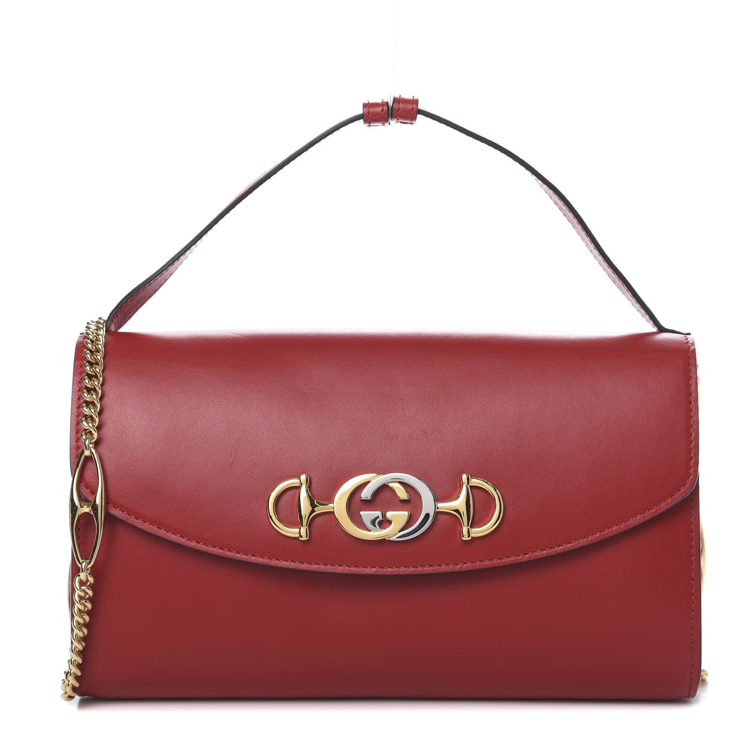 Gucci Smooth Calfskin Small Zumi Top Handle Shoulder Bag Hibiscus Red 1 of 11