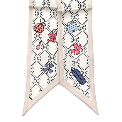 Chanel Silk CC Slim Bandeau Scarf Ecru Multicolor 2 of 3