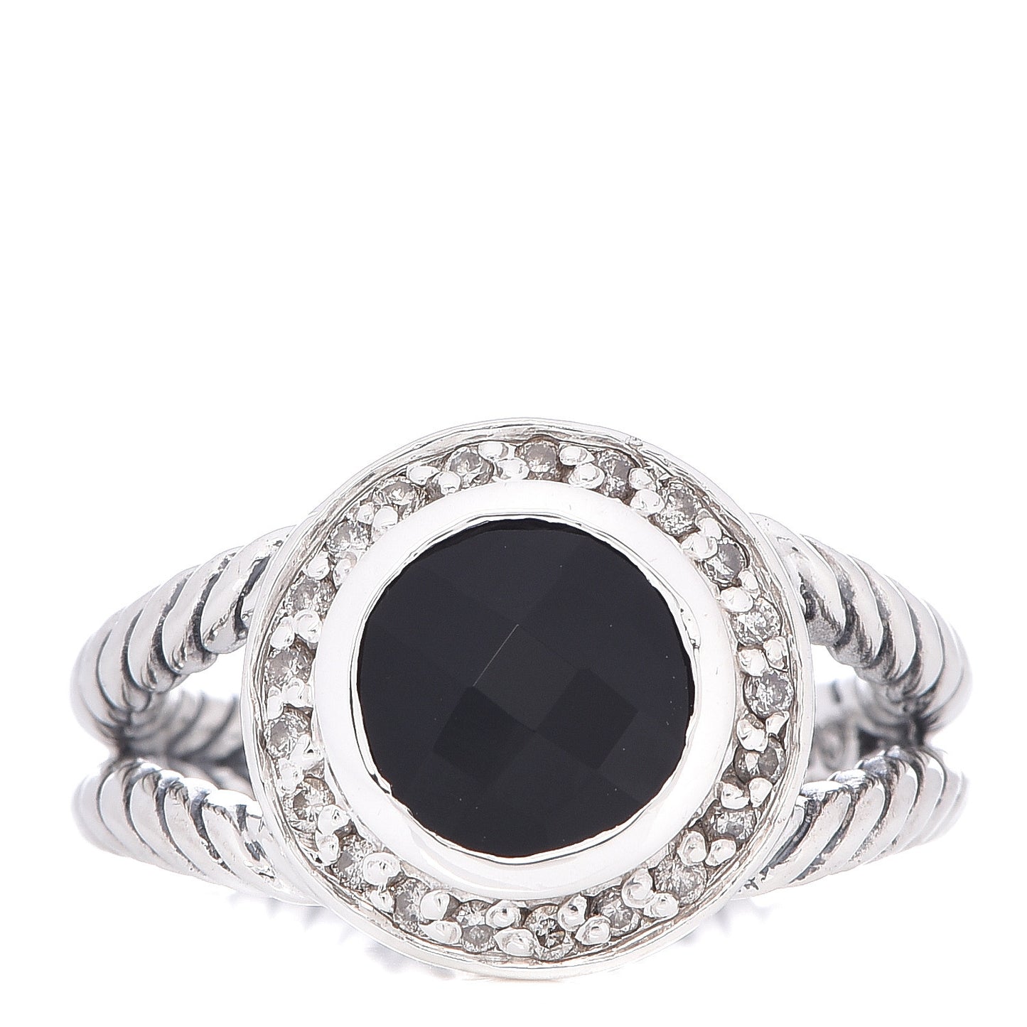 Sterling Silver Diamond Black Onyx 8mm Petite Cerise Ring 52 6