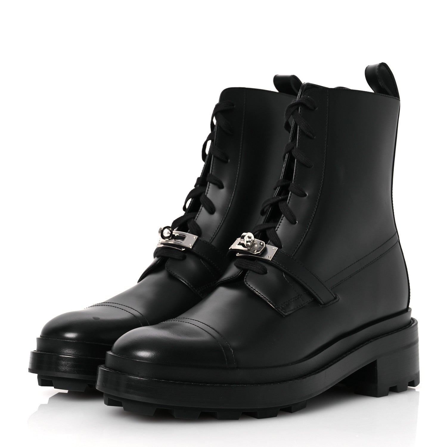 Hermes Glossed Calfskin Funk Ankle Boots 41 Black 4 of 13