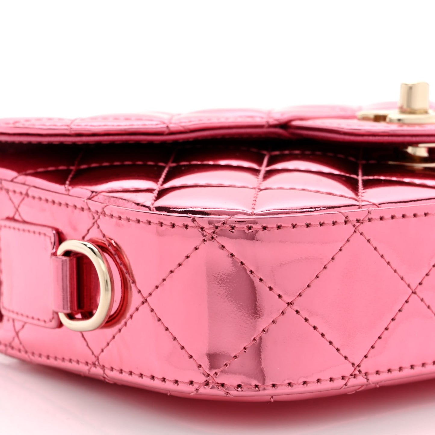 Mirror Calfskin Metallic Lambskin Quilted Hollywood Boulevard Mini Flap With Star Coin Purse Pink