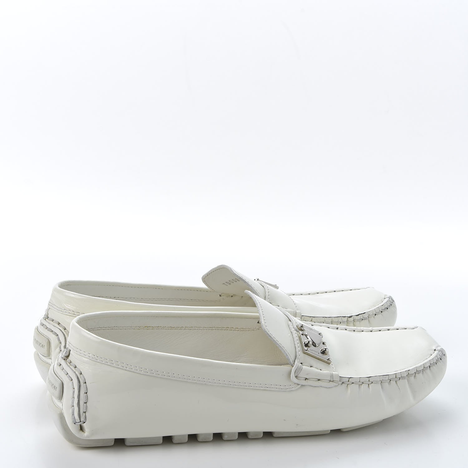 Louis Vuitton Patent Calfskin Oxford Loafers 37.5 White 4 of 9