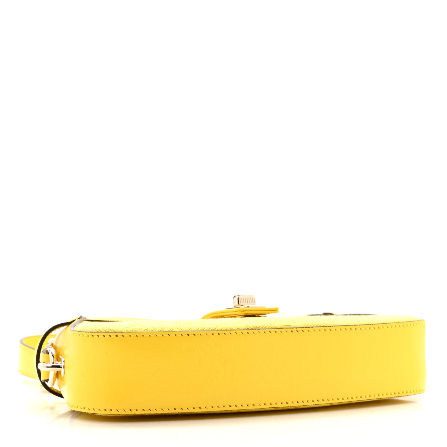 Gucci Calfskin Monogram Mini Moon Side Shoulder Bag Yellow 4 of 13