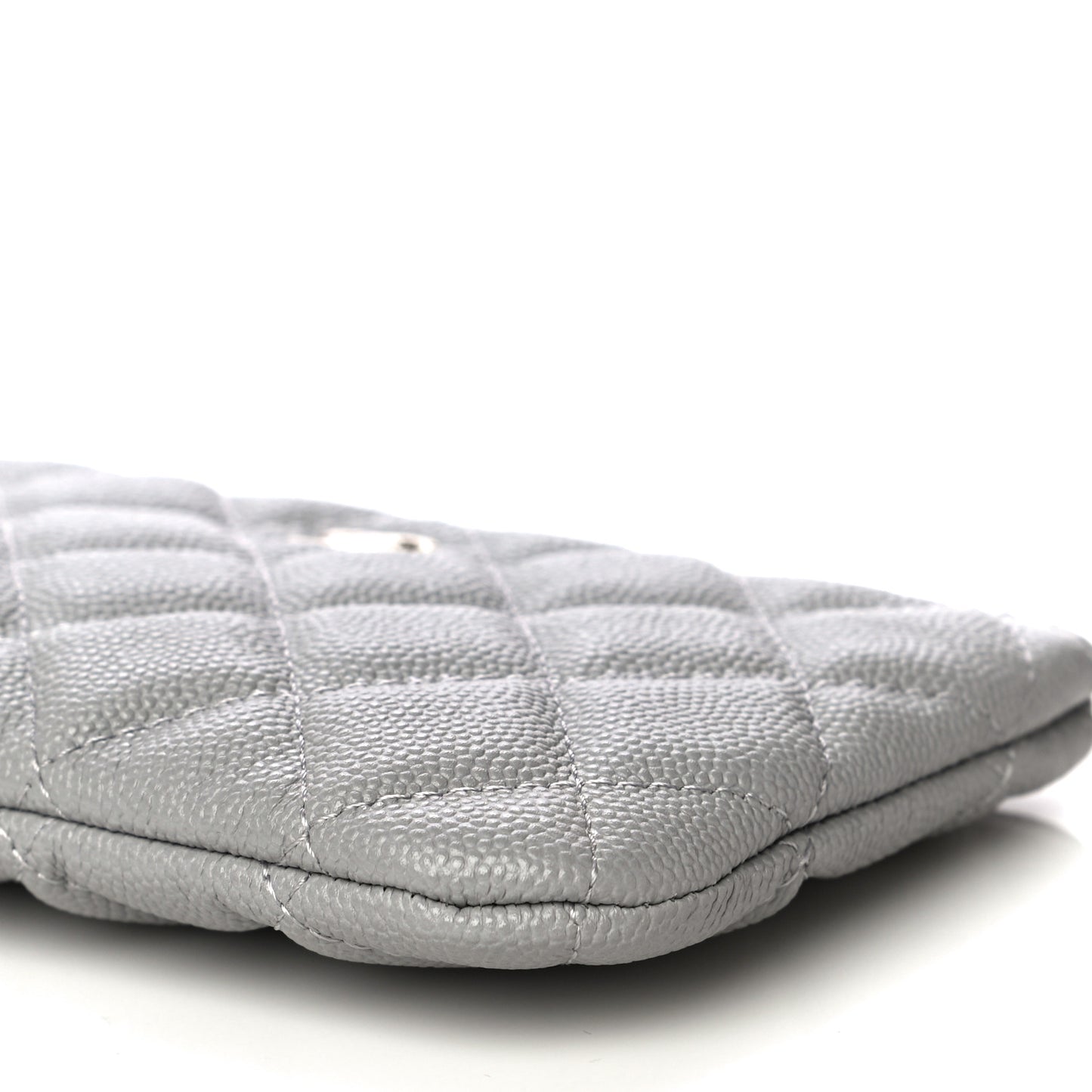 Caviar Quilted Small Cosmetic Case Grey