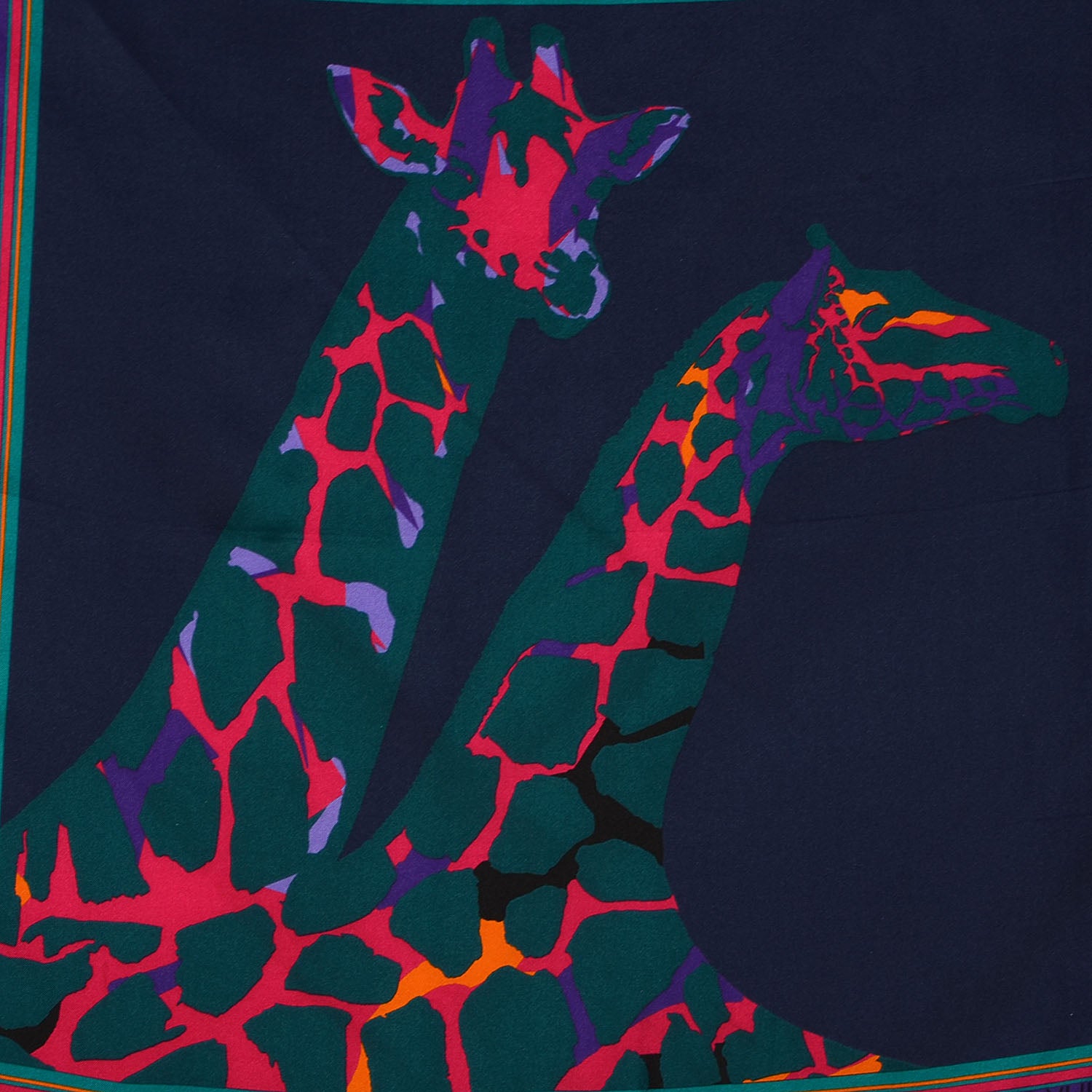 Louis Vuitton Silk Leopard Giraffe Scarf Navy 1 of 3