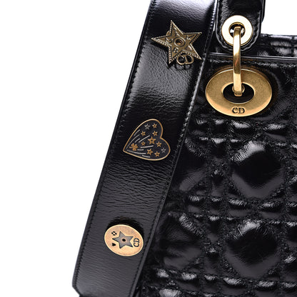 Christian Dior Crinkled Patent Cannage Small Lucky Badges My Lady Dior Black 9 of 9