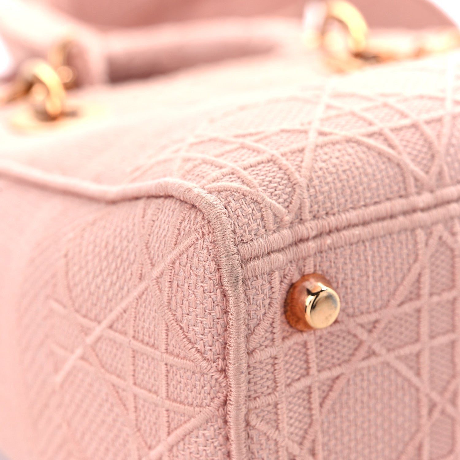 Christian Dior Canvas Embroidered Cannage Medium Lady D-Lite Pink 7 of 14