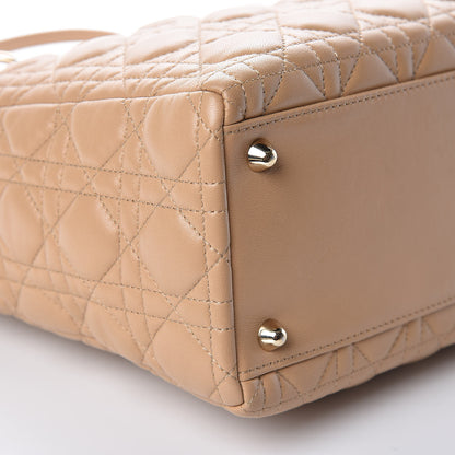 Christian Dior Lambskin Cannage Large Lady Dior Beige 10 of 16