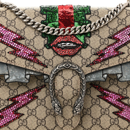 Gucci GG Supreme Monogram Lightning Embroidered Medium Dionysus Shoulder Bag Beige 8 of 11