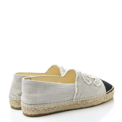 Chanel Linen CC Espadrilles 38 Beige Black 4 of 11