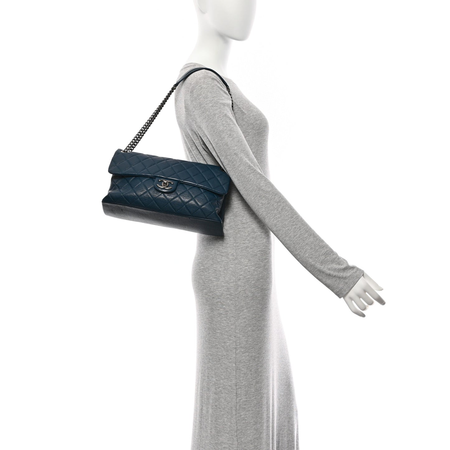 Goatskin Quilted Medium Flap Blue