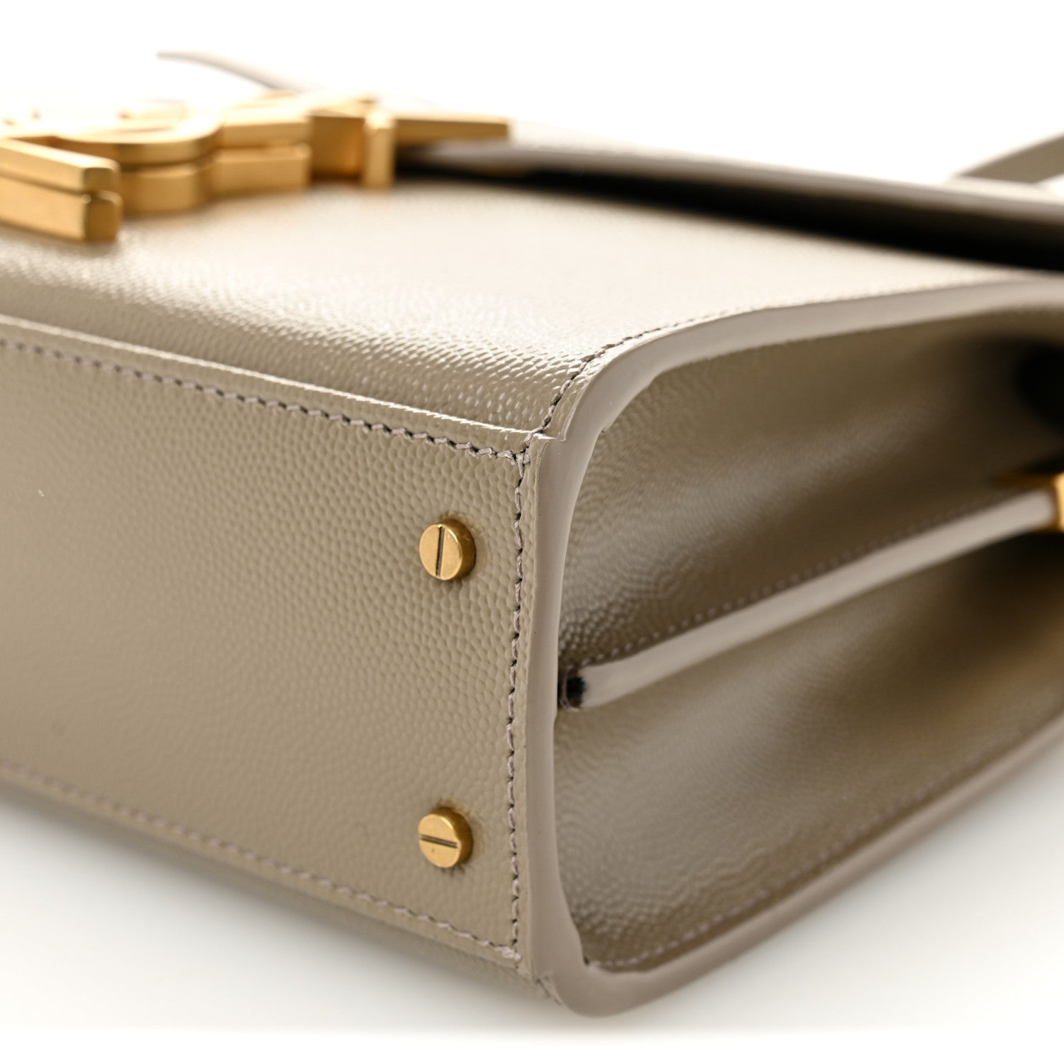 Saint Laurent Grain de Poudre Mini Classic Monogram Cassandra Top Handle Greyish Brown 9 of 9