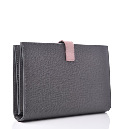 Celine Grained Calfskin Large Multifunction Strap Wallet Grey Vintage Pink 3 of 10