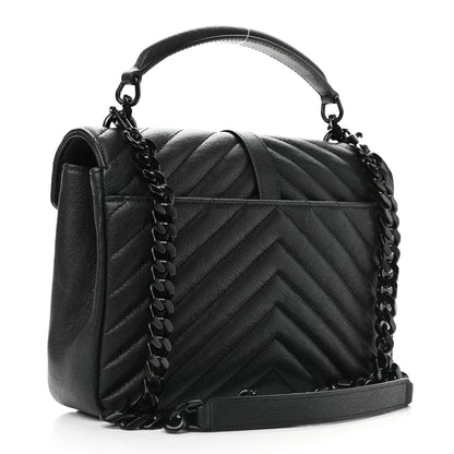 Saint Laurent Sheepskin Matelasse Chevron Monogram Monochrome Medium College Bag Black 3 of 9