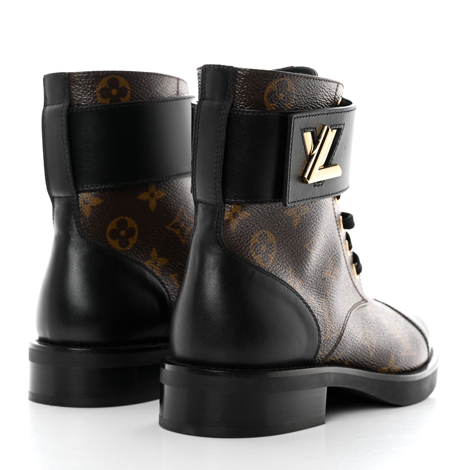 Louis Vuitton Calfskin Monogram Wonderland Flat Ranger Boots 36.5 Black 4 of 9