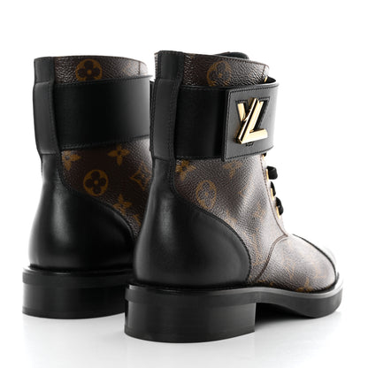 Louis Vuitton Calfskin Monogram Wonderland Flat Ranger Boots 36.5 Black 4 of 9