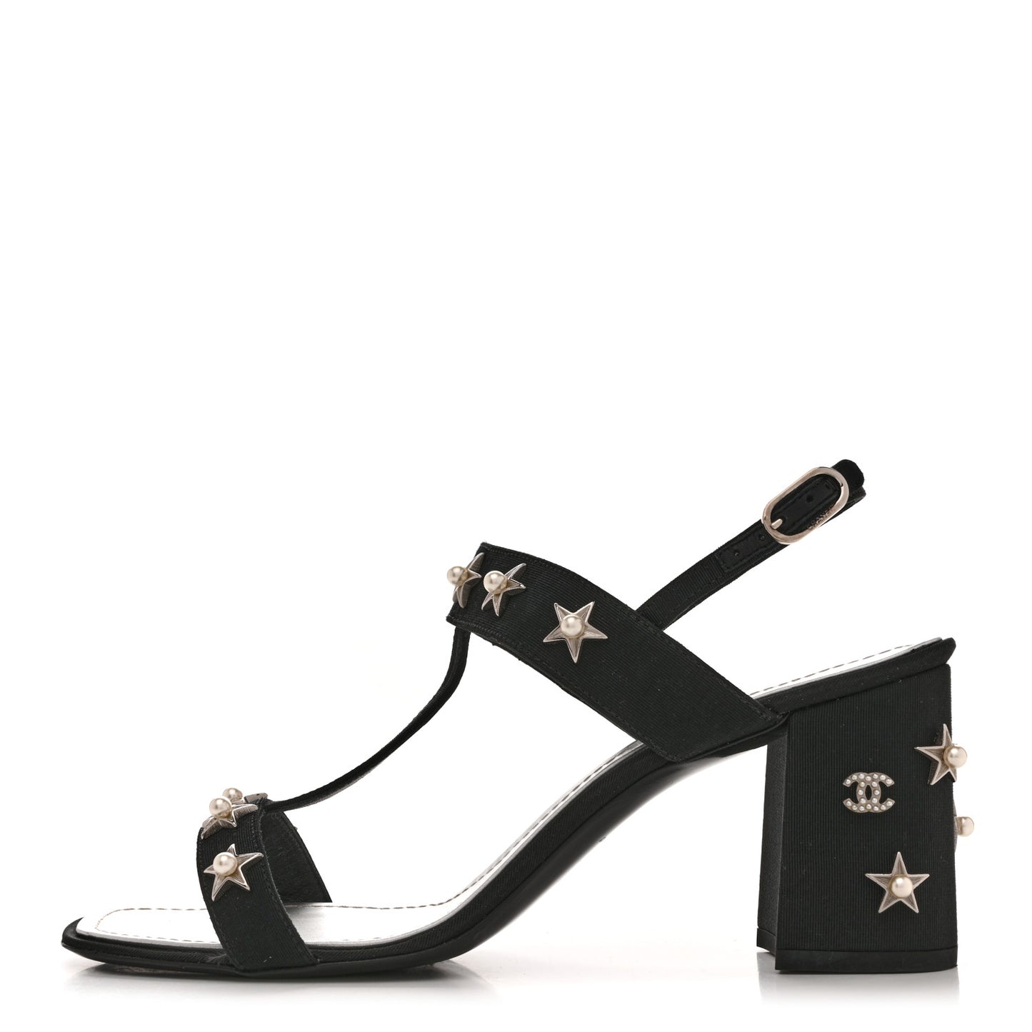 Grosgrain Pearl Stars Sandals 40 Black