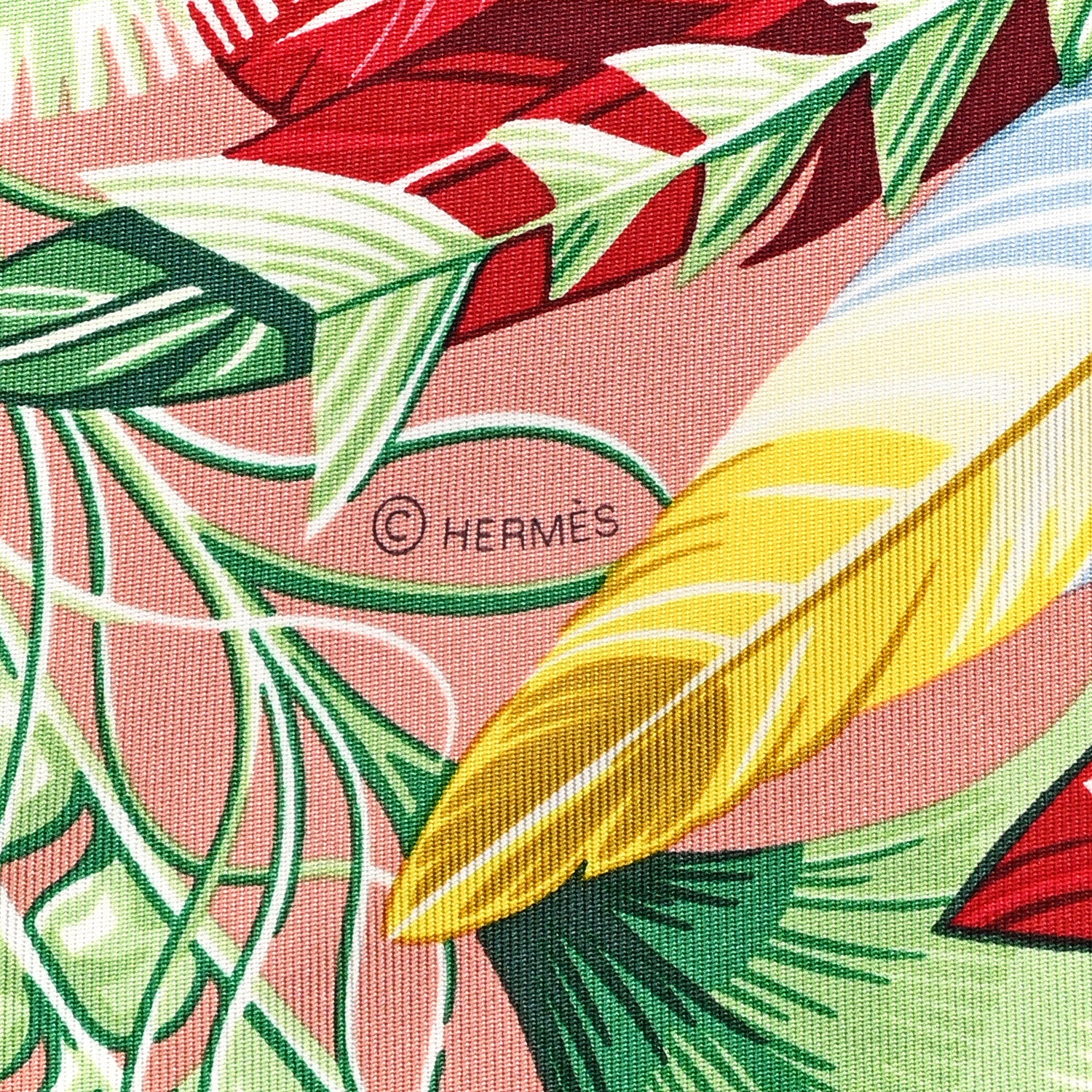 Hermes Silk Danse Pacifique Scarf 90 Vieux Rose Vert Jaune 4 of 5