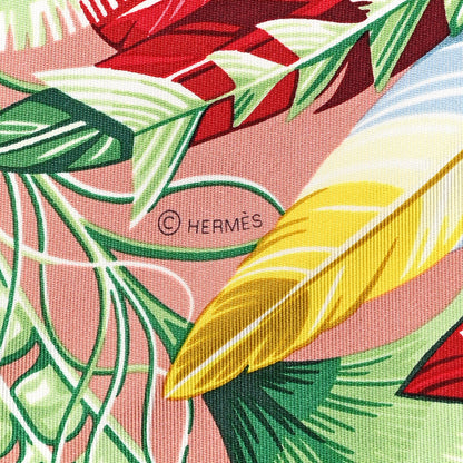 Hermes Silk Danse Pacifique Scarf 90 Vieux Rose Vert Jaune 4 of 5