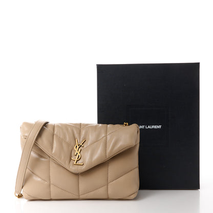 Saint Laurent Lambskin Quilted Toy Loulou Puffer Monogram Chain Satchel Nude Powder 12 of 12