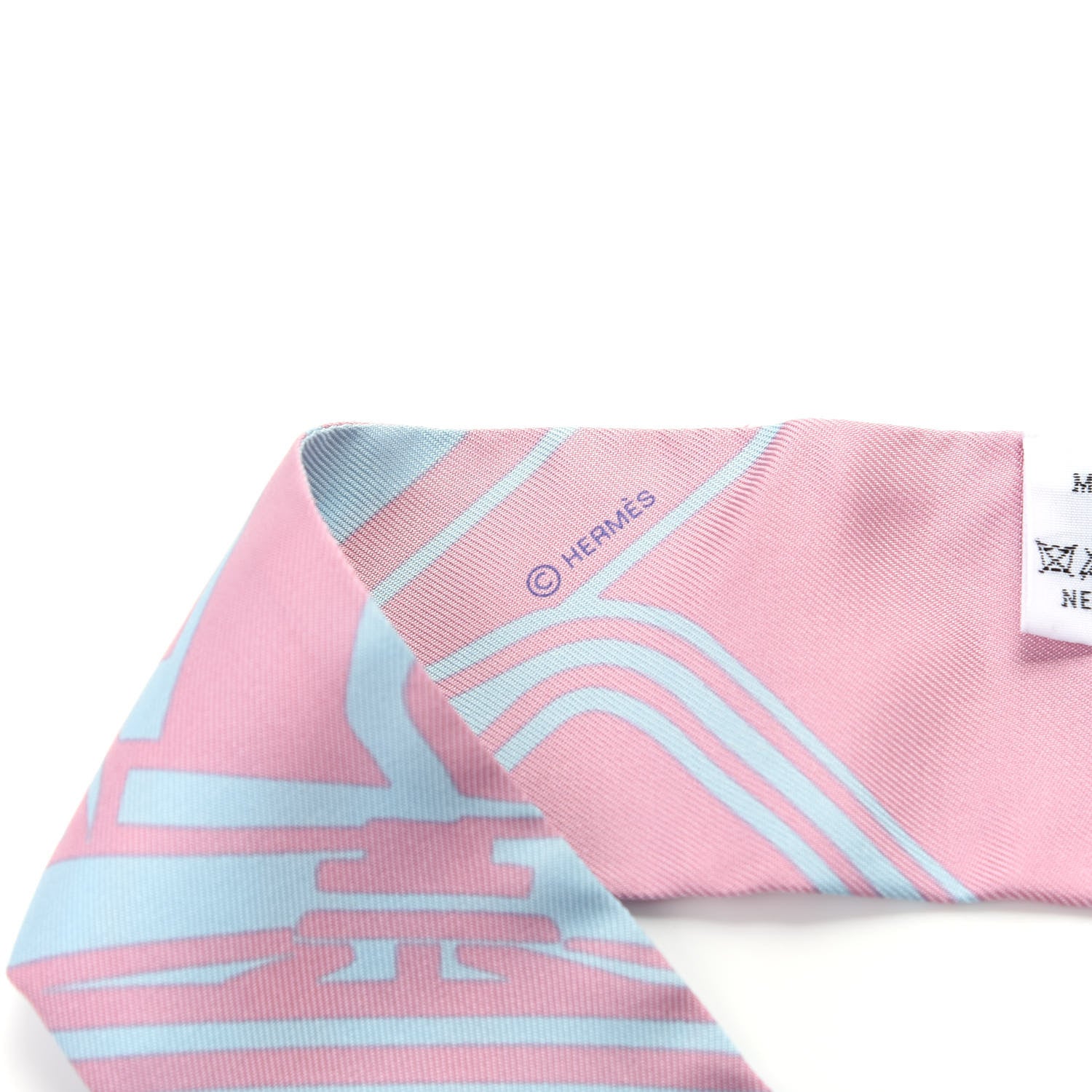 Hermes Silk Les Coupes Tattoo Twilly Ciel Vieux Rose 3 of 4