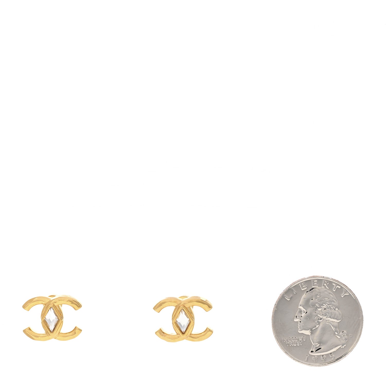 Chanel Metal Crystal CC Marquise Earrings Gold 2 of 4