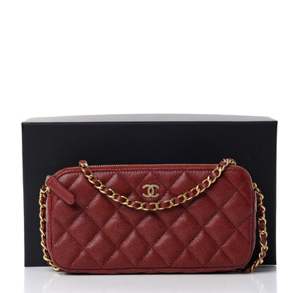 Chanel Iridescent Caviar Quilted Clutch With Chain Burgundy 11 of 11