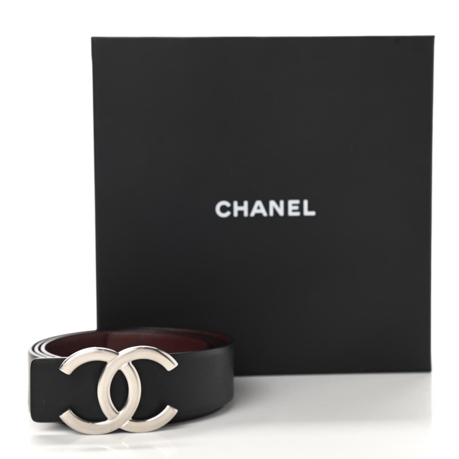Chanel Calfskin CC Reversible Belt 95 Black Burgundy 6 of 6