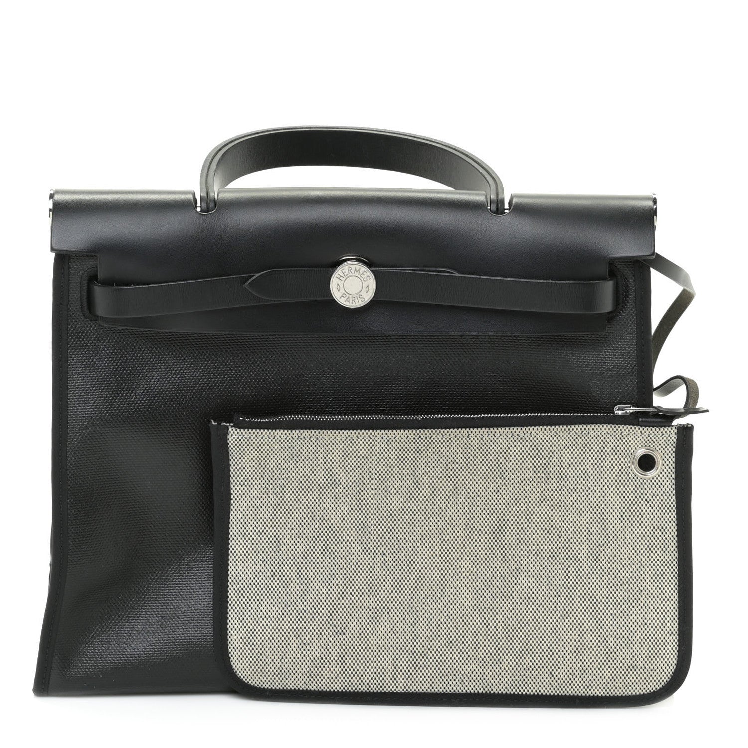 Hermes Toile H Berline Vache Hunter Herbag Zip PM 31 Black Ecru 1 of 13