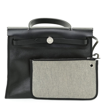 Hermes Toile H Berline Vache Hunter Herbag Zip PM 31 Black Ecru 1 of 13
