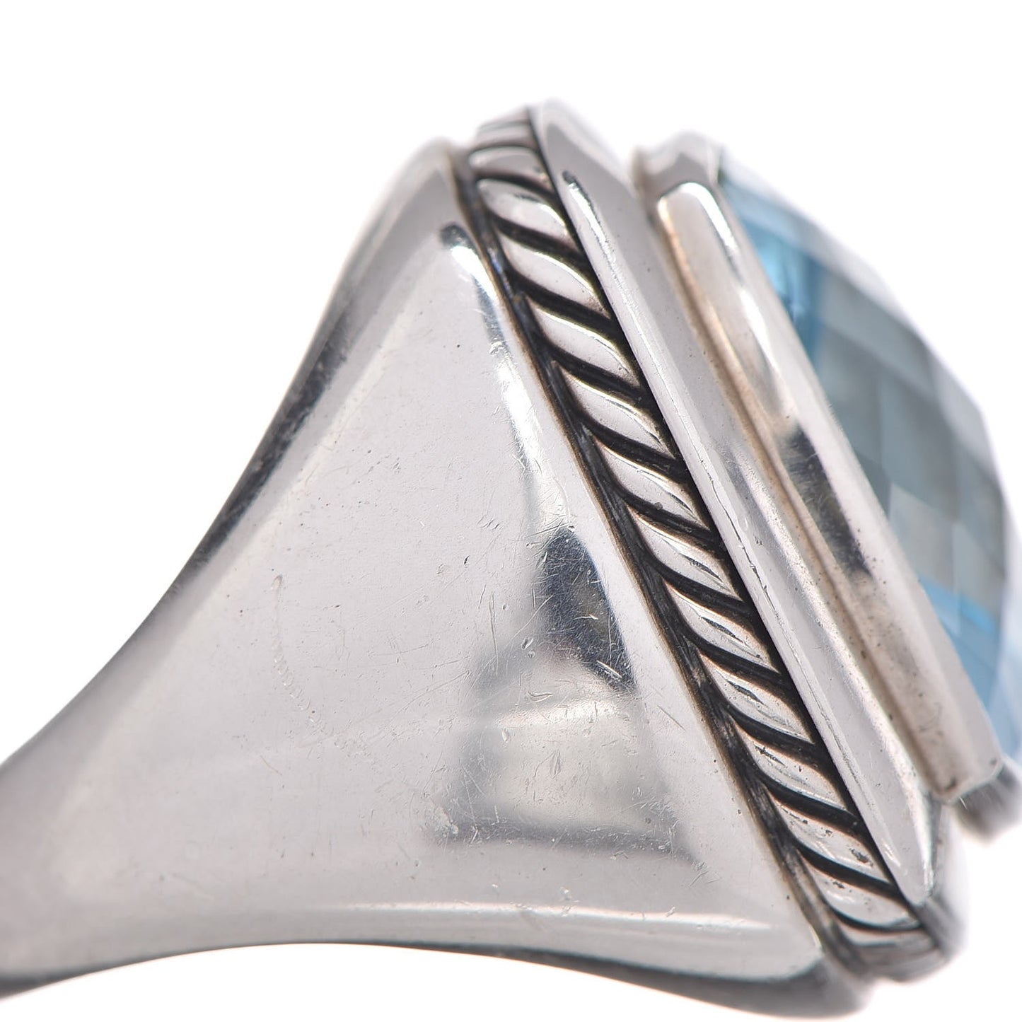 Sterling Silver Blue Topaz 16mm Albion Statement Ring 52 6
