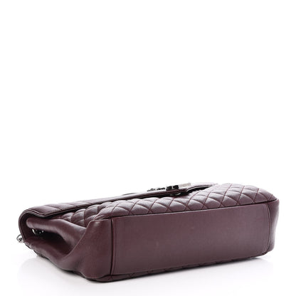 Saint Laurent Calfskin Mixed Matelasse Triquilt Large Monogram Envelope Satchel Bordeaux 5 of 10